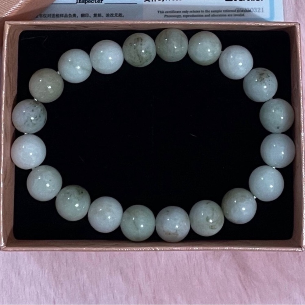 Certified Green Burma Jade Jadeite Beaded Bracelet